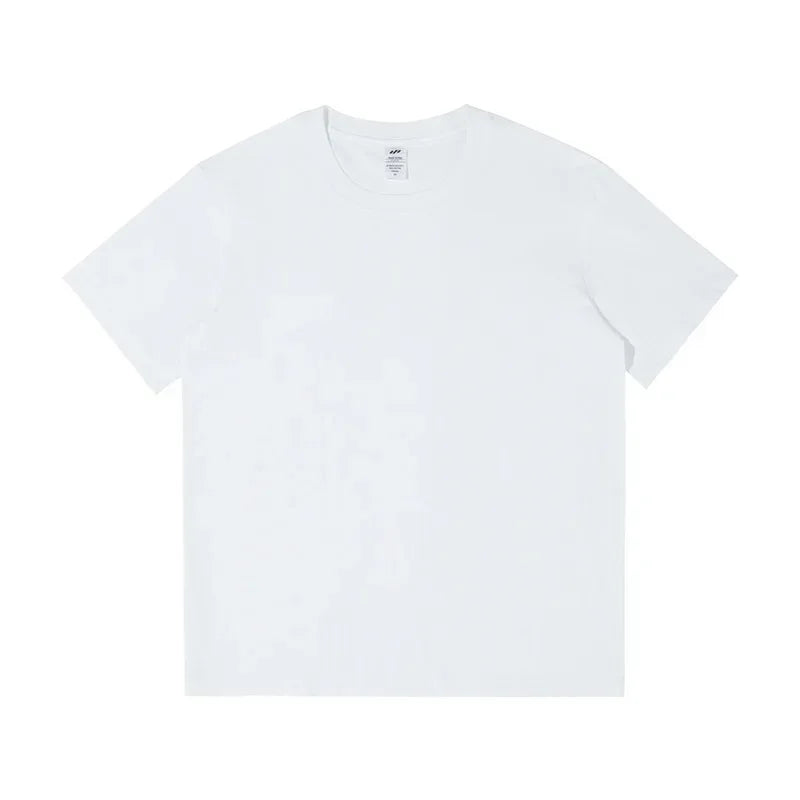 Men's 230g Heavy Cotton Short-sleeved T-shirt Men Pure Cotton Loose Solid Color Bottoming Shirt Trendy Man T-shirt Tops Clothes