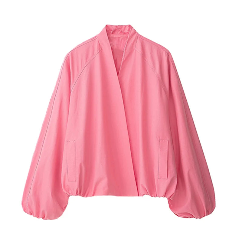 Women's Jacket 2026 New Fashion Red Pilot Jacket for Women Autumn Ladies Outerwear Casaul Chic Coat Loose Women Jacket