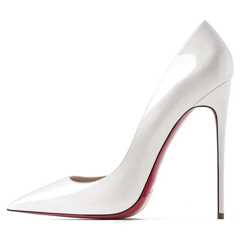 Women Heels 2026 Luxury Brand Pumps Red Bottom Pointed Toe Shallow High Heels Sexy Fashion Elegant Party Ladies Prom Shoes 12cm