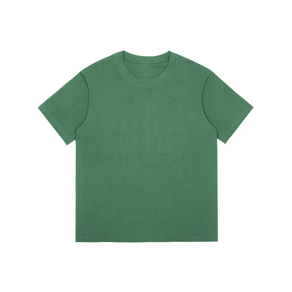 Men's 230g Heavy Cotton Short-sleeved T-shirt Men Pure Cotton Loose Solid Color Bottoming Shirt Trendy Man T-shirt Tops Clothes