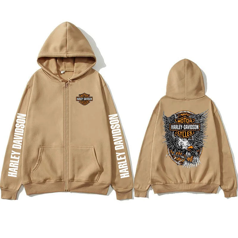 2026 Harley Davidson Motorcycle Hooded Sweatshirt Spring Man Printing Zipper Hoodie Outdoor Sports Loose Ventilate Lady Coat