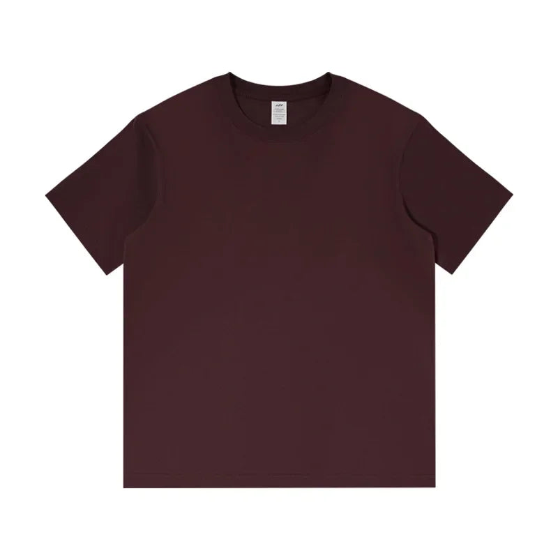 Men's 230g Heavy Cotton Short-sleeved T-shirt Men Pure Cotton Loose Solid Color Bottoming Shirt Trendy Man T-shirt Tops Clothes