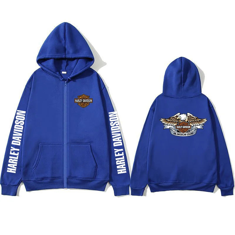 2026 Harley Davidson Motorcycle Hooded Sweatshirt Spring Man Printing Zipper Hoodie Outdoor Sports Loose Ventilate Lady Coat