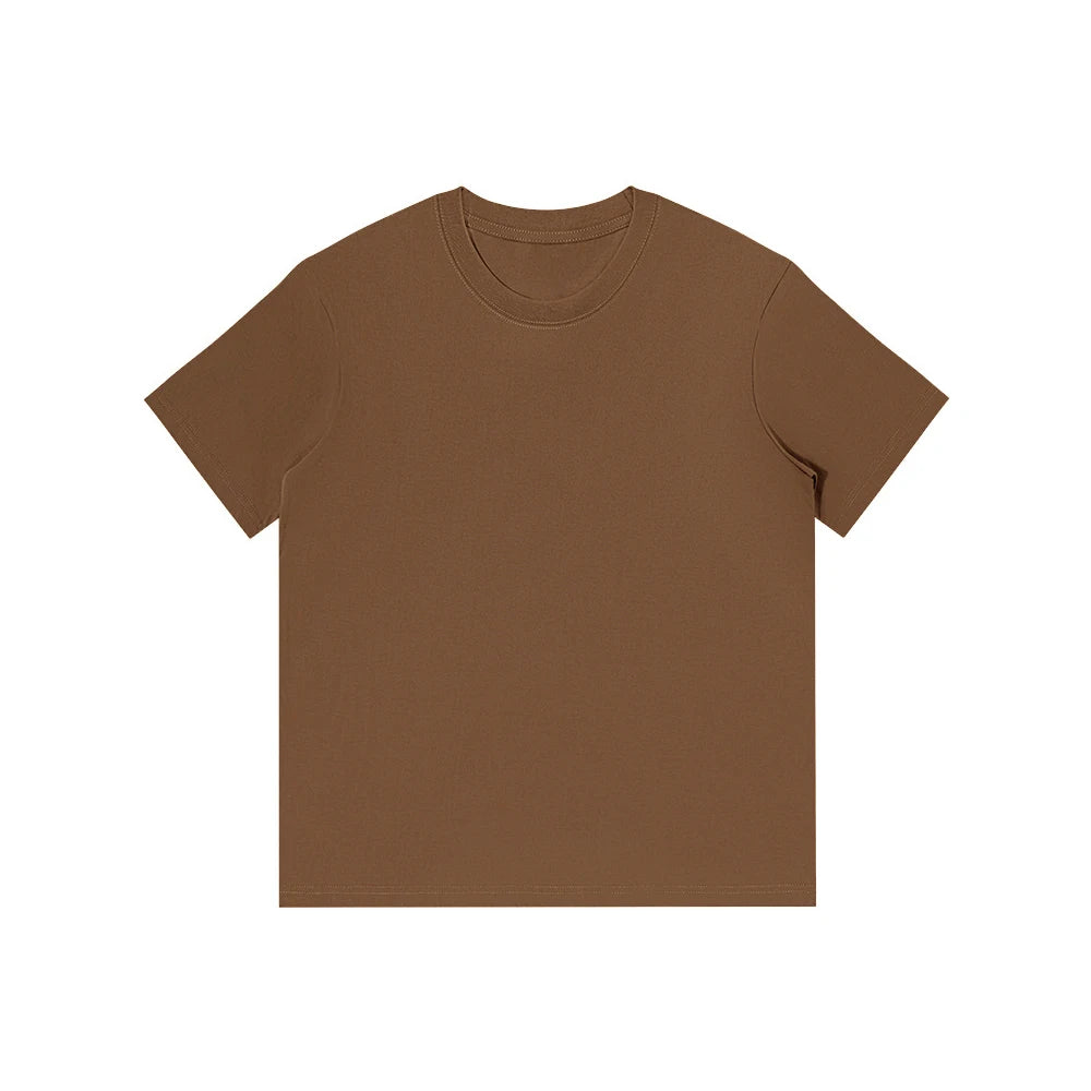 Men's 230g Heavy Cotton Short-sleeved T-shirt Men Pure Cotton Loose Solid Color Bottoming Shirt Trendy Man T-shirt Tops Clothes