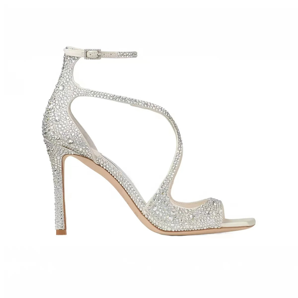 Square Headed Fish Mouth Sexy Pearl Strap Sandals New European  American Summer Women's Pearl Wedding Bride High Heels Shose 45