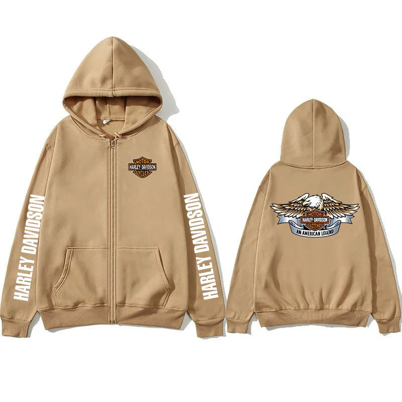 2026 Harley Davidson Motorcycle Hooded Sweatshirt Spring Man Printing Zipper Hoodie Outdoor Sports Loose Ventilate Lady Coat