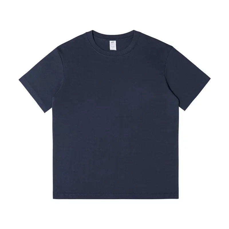 Men's 230g Heavy Cotton Short-sleeved T-shirt Men Pure Cotton Loose Solid Color Bottoming Shirt Trendy Man T-shirt Tops Clothes