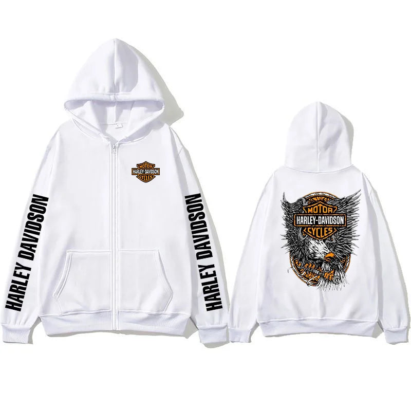 2026 Harley Davidson Motorcycle Hooded Sweatshirt Spring Man Printing Zipper Hoodie Outdoor Sports Loose Ventilate Lady Coat