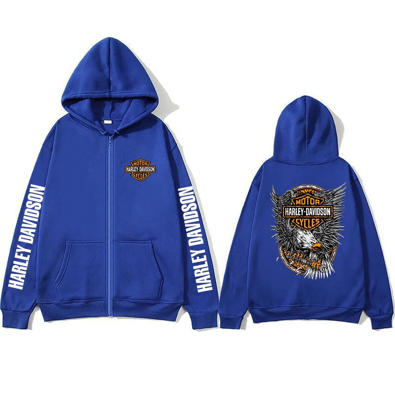 2026 Harley Davidson Motorcycle Hooded Sweatshirt Spring Man Printing Zipper Hoodie Outdoor Sports Loose Ventilate Lady Coat