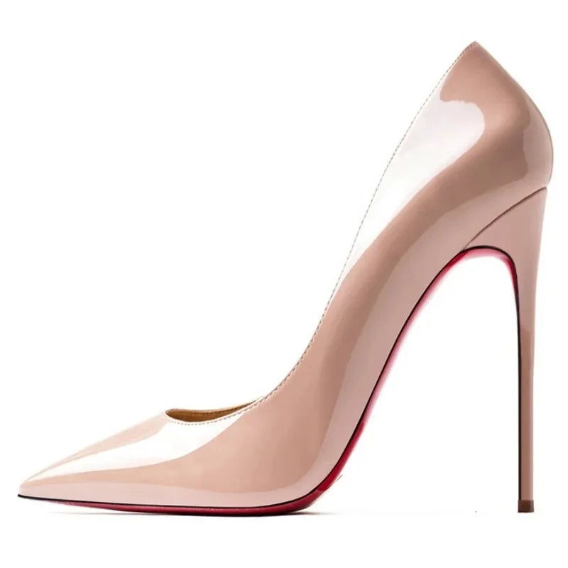 Women Heels 2026 Luxury Brand Pumps Red Bottom Pointed Toe Shallow High Heels Sexy Fashion Elegant Party Ladies Prom Shoes 12cm