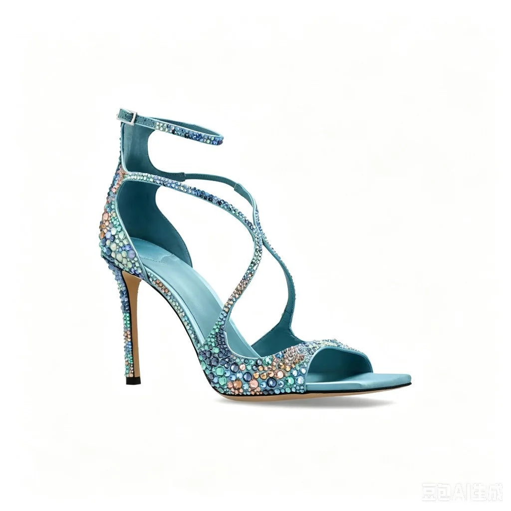 Square Headed Fish Mouth Sexy Pearl Strap Sandals New European  American Summer Women's Pearl Wedding Bride High Heels Shose 45