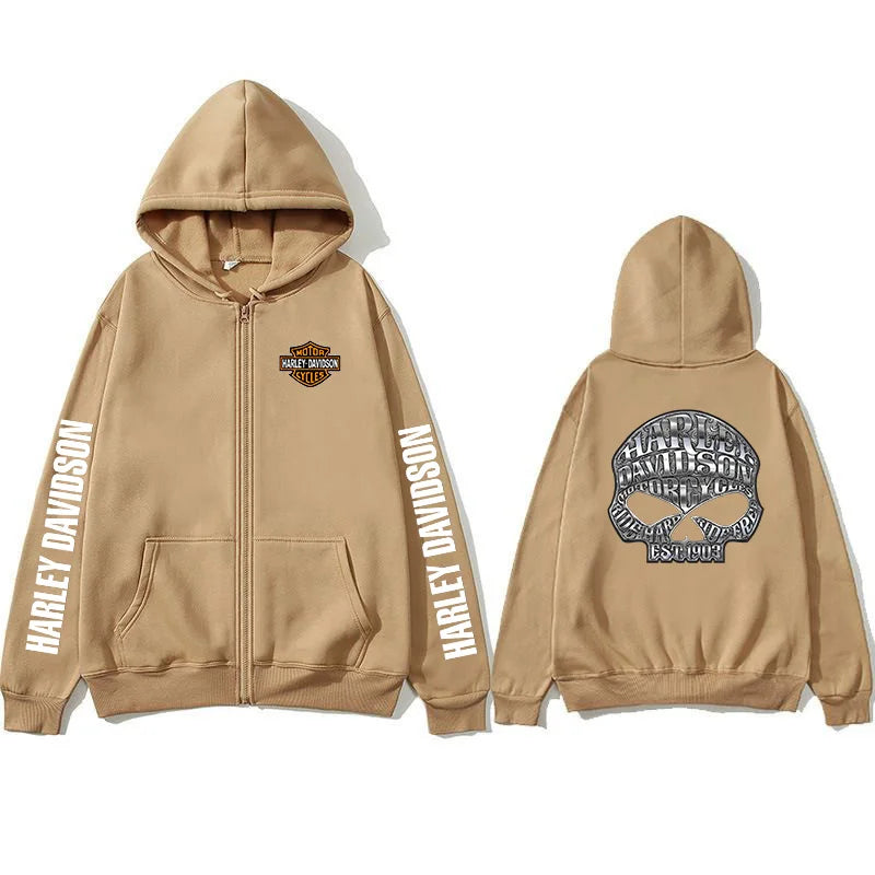 2026 Harley Davidson Motorcycle Hooded Sweatshirt Spring Man Printing Zipper Hoodie Outdoor Sports Loose Ventilate Lady Coat