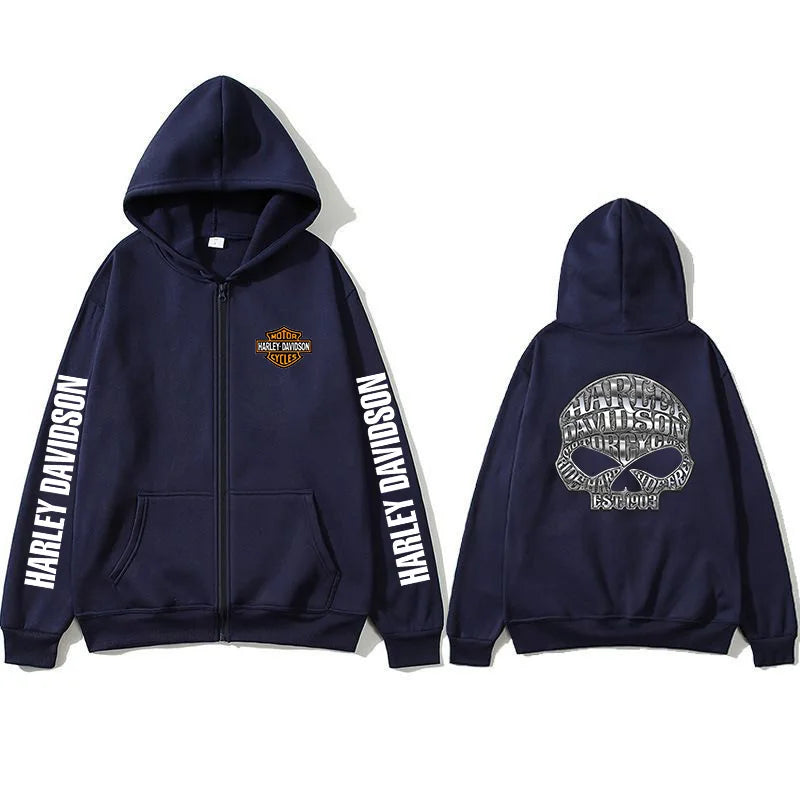 2026 Harley Davidson Motorcycle Hooded Sweatshirt Spring Man Printing Zipper Hoodie Outdoor Sports Loose Ventilate Lady Coat