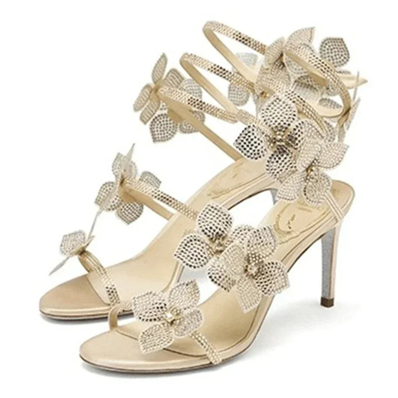 Eilyken Sexy Crystal Butterfly-knot Ankle Strap  Woman Sandals Fashion Open Toe Stiletto High Heels Banquet Party Pumps Shoes