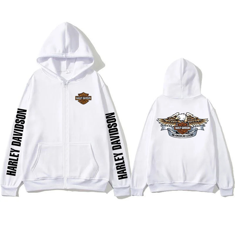 2026 Harley Davidson Motorcycle Hooded Sweatshirt Spring Man Printing Zipper Hoodie Outdoor Sports Loose Ventilate Lady Coat