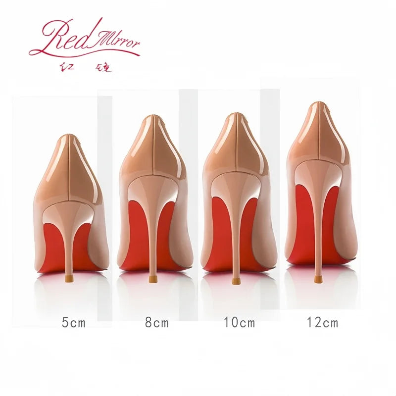 Women Heels 2026 Luxury Brand Pumps Red Bottom Pointed Toe Shallow High Heels Sexy Fashion Elegant Party Ladies Prom Shoes 12cm