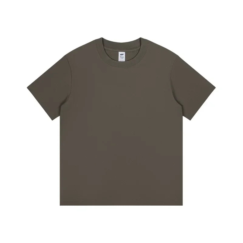 Men's 230g Heavy Cotton Short-sleeved T-shirt Men Pure Cotton Loose Solid Color Bottoming Shirt Trendy Man T-shirt Tops Clothes