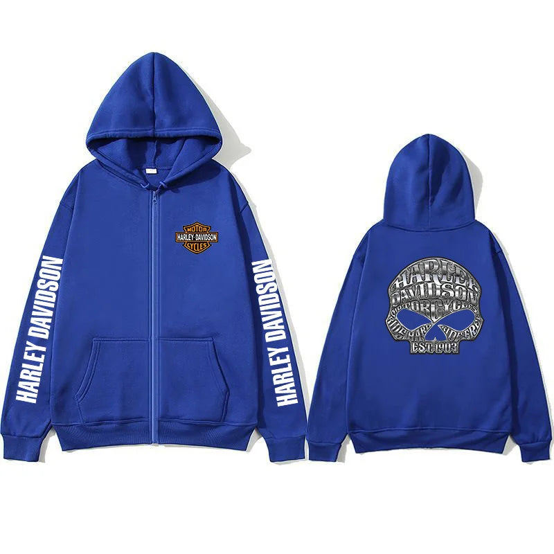 2026 Harley Davidson Motorcycle Hooded Sweatshirt Spring Man Printing Zipper Hoodie Outdoor Sports Loose Ventilate Lady Coat