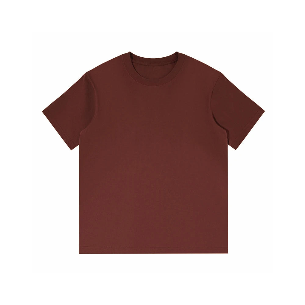 Men's 230g Heavy Cotton Short-sleeved T-shirt Men Pure Cotton Loose Solid Color Bottoming Shirt Trendy Man T-shirt Tops Clothes