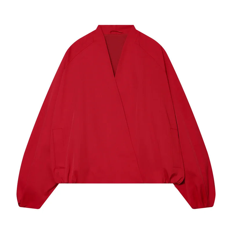 Women's Jacket 2026 New Fashion Red Pilot Jacket for Women Autumn Ladies Outerwear Casaul Chic Coat Loose Women Jacket