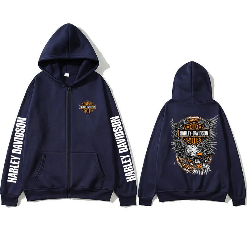 2026 Harley Davidson Motorcycle Hooded Sweatshirt Spring Man Printing Zipper Hoodie Outdoor Sports Loose Ventilate Lady Coat