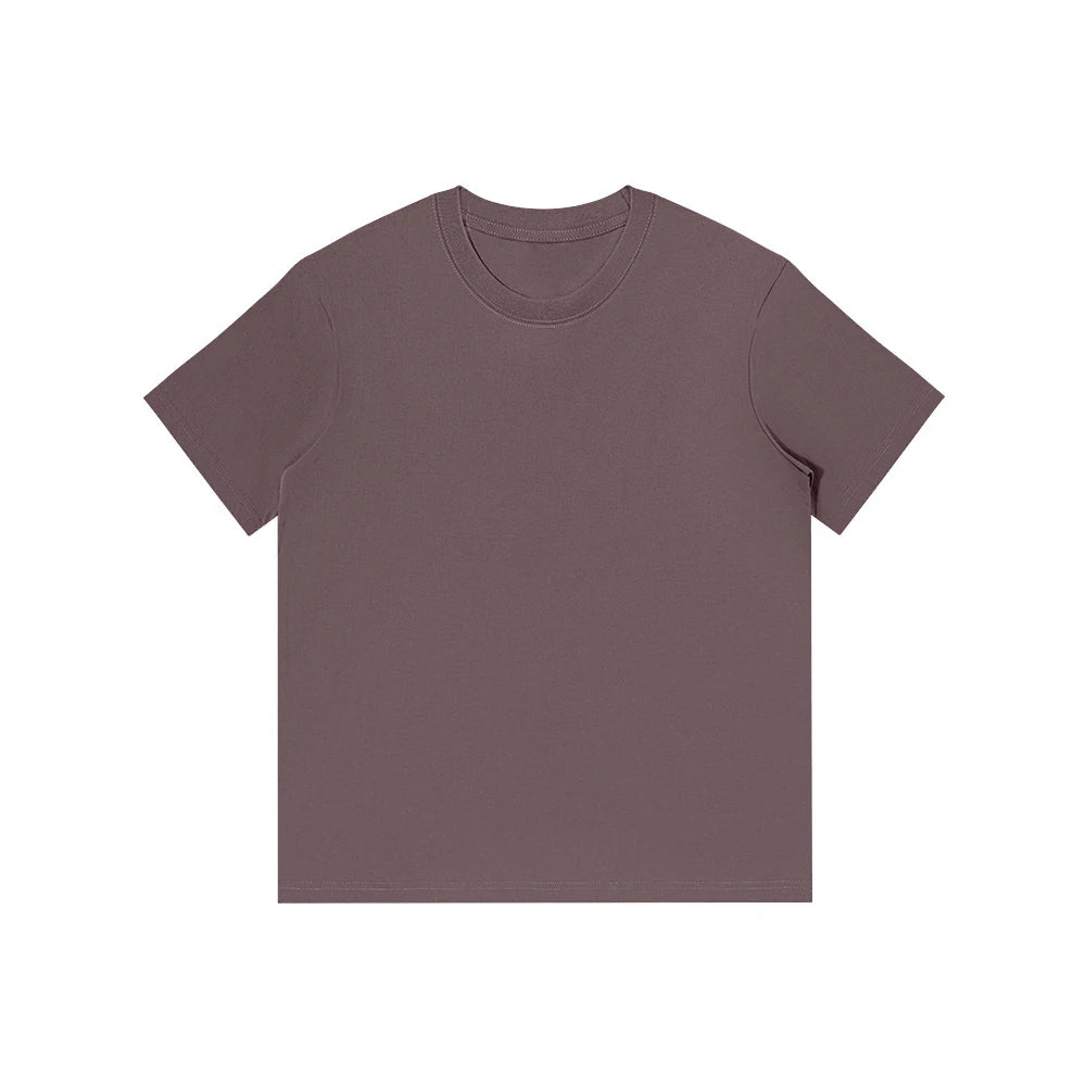 Men's 230g Heavy Cotton Short-sleeved T-shirt Men Pure Cotton Loose Solid Color Bottoming Shirt Trendy Man T-shirt Tops Clothes