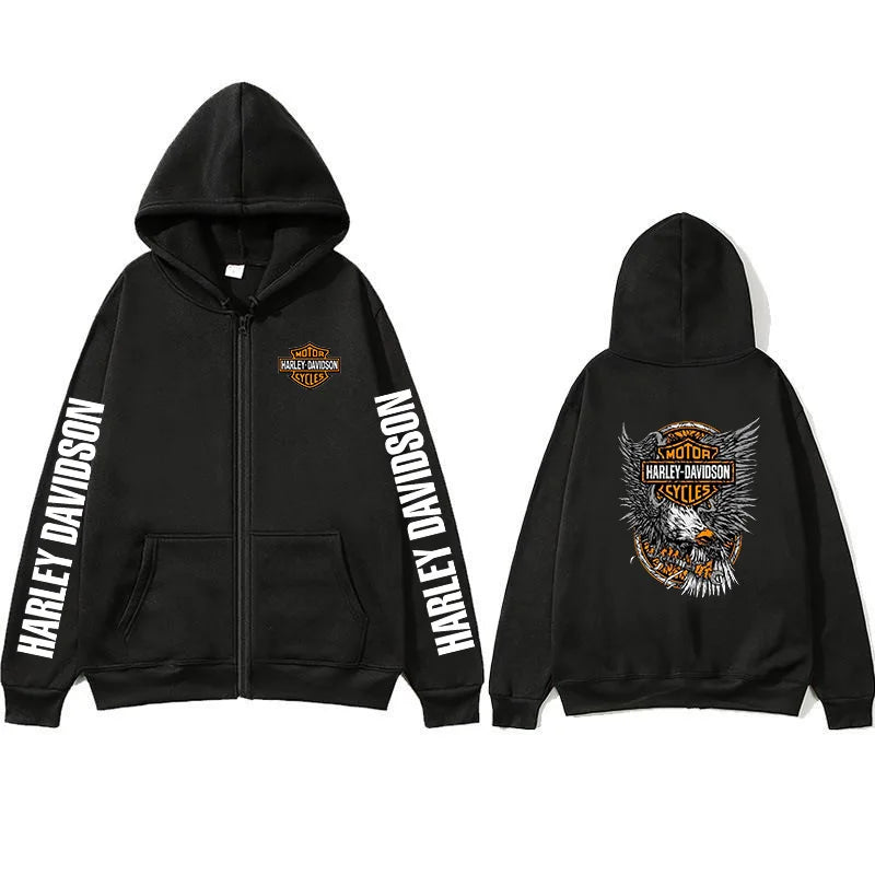 2026 Harley Davidson Motorcycle Hooded Sweatshirt Spring Man Printing Zipper Hoodie Outdoor Sports Loose Ventilate Lady Coat