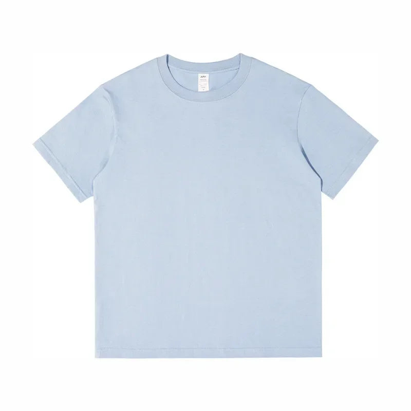 Men's 230g Heavy Cotton Short-sleeved T-shirt Men Pure Cotton Loose Solid Color Bottoming Shirt Trendy Man T-shirt Tops Clothes
