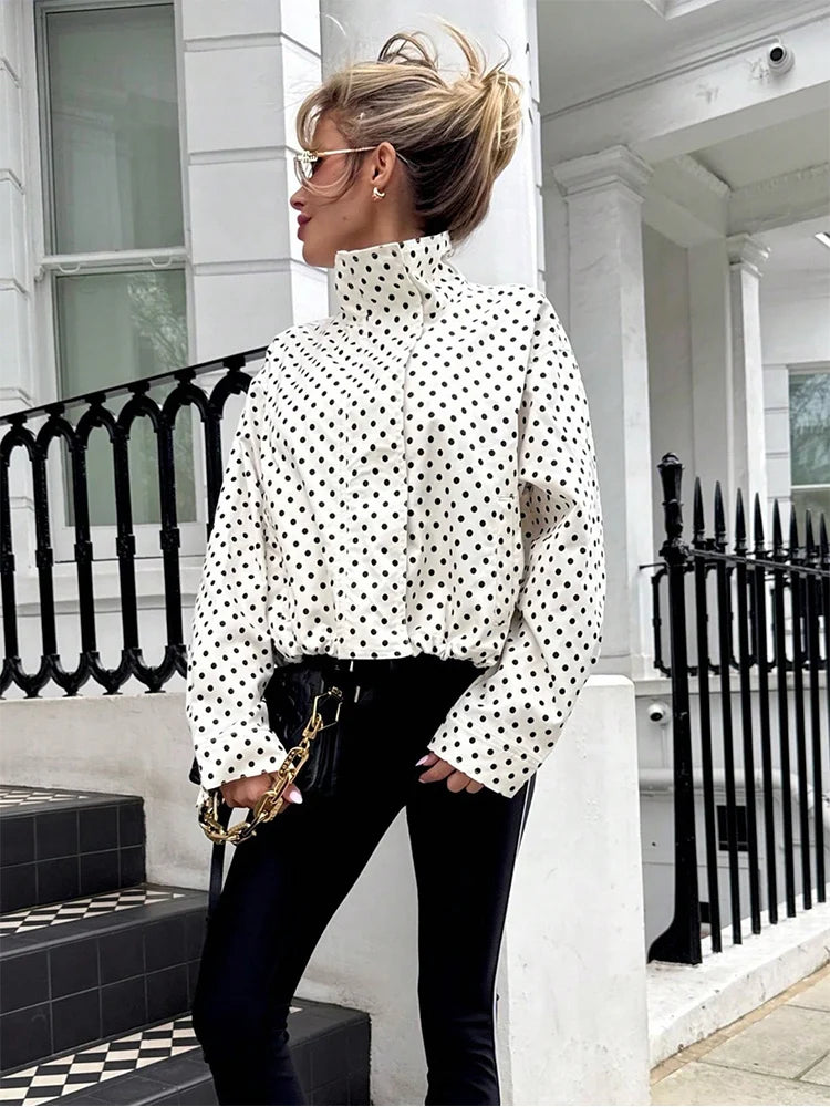 SLTNX Polka Dot Spring Autumn Short Coats Women's High Street Long Sleeve Jackets for Women 2026 Elegant Office Ladies Casual Ou